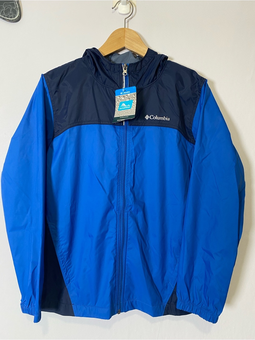 Columbia Glennaker Hooded Rain Jacket Youth Large Blue Unisex NWT